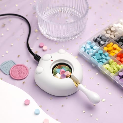 WUERLIN Electric Wax Seal Warmer Kit With Spoon and Tweezers - Great Tool for DIY Seals, Stamp and Melting Sticks, Sealing Beads (White) - Image 3