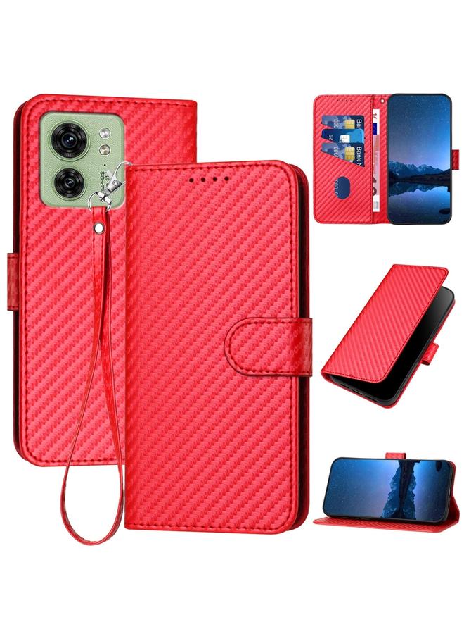S-TOP Case For Motorola Edge 40 YX0070 Carbon Fiber Buckle Leather Phone Case with Lanyard - Image 1