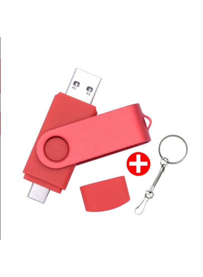 TYPE-C Mobile Phone U Disk OTG Rotating U Disk Can Be Fixed LOGO U Disk 8G16G32G64G128G Gift U Disk-color:red-capacity:32GB - Image 1