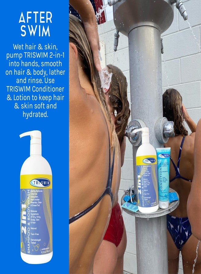 TRISWIM 2-in-1 Chlorine-Out Shampoo & Body Wash 32oz | Removes Chlorine, Saltwater, Hard Water Minerals, Copper, Green Tint | Vegan, Tear-Free, No Parabens | Watermelon Scent - Image 2