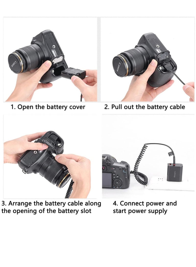 Captaintech LP-E6 Dummy Battery Decoded, LP-E6 Battery, Replacement with Type-C Spring Power Adapter Cable for Canon EOS R R5 R5C R6 90D 80D 70D 60D 60Da 5D - Image 2