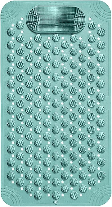 Ultimate AntiSkid Bath Mat NonSlip Shower Safety Mat with Suction Cups Drain Holes Foot Massage Scrubber for Kids Adults Green
