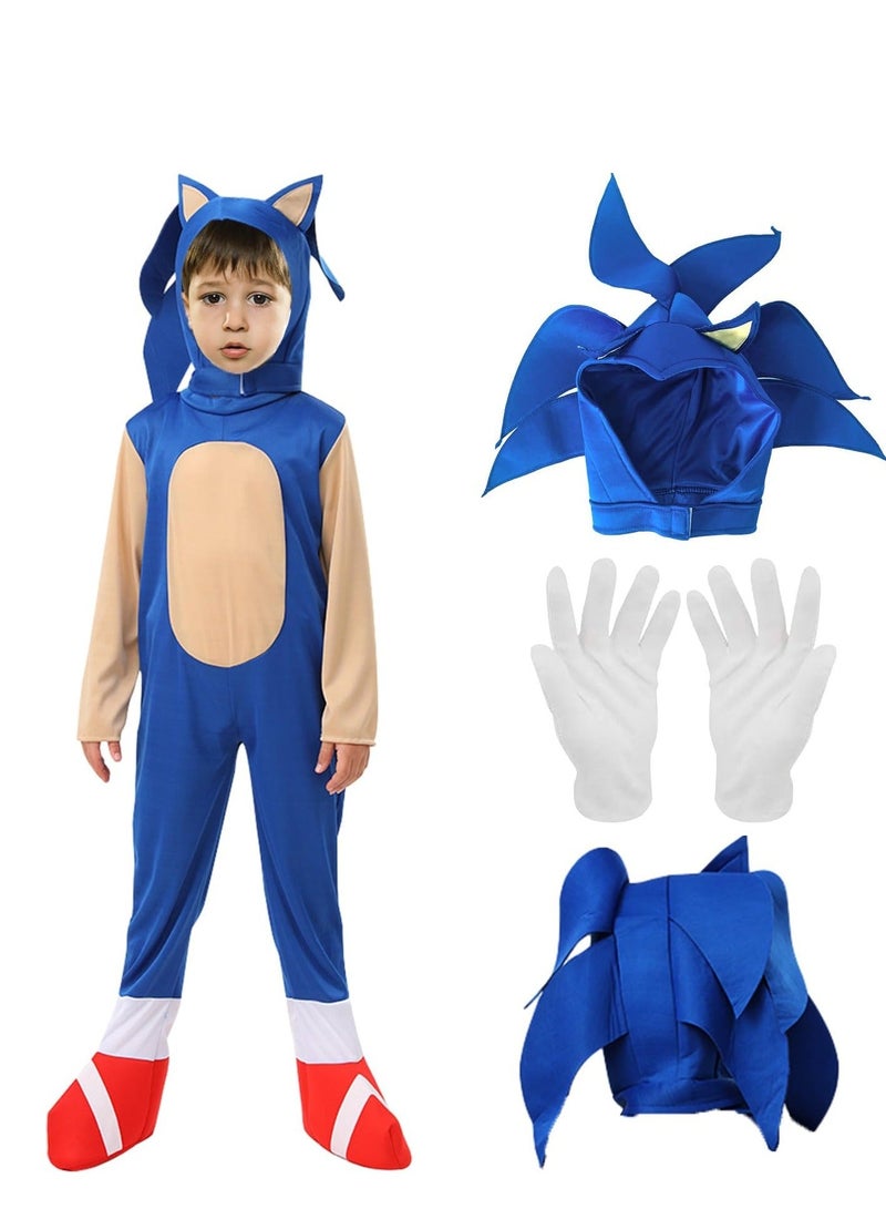 Kids Costume Anime Deluxe Hedgehog Dress Up Suit Onesie Boys Girls Carnival Party Jumpsuit M - Image 4