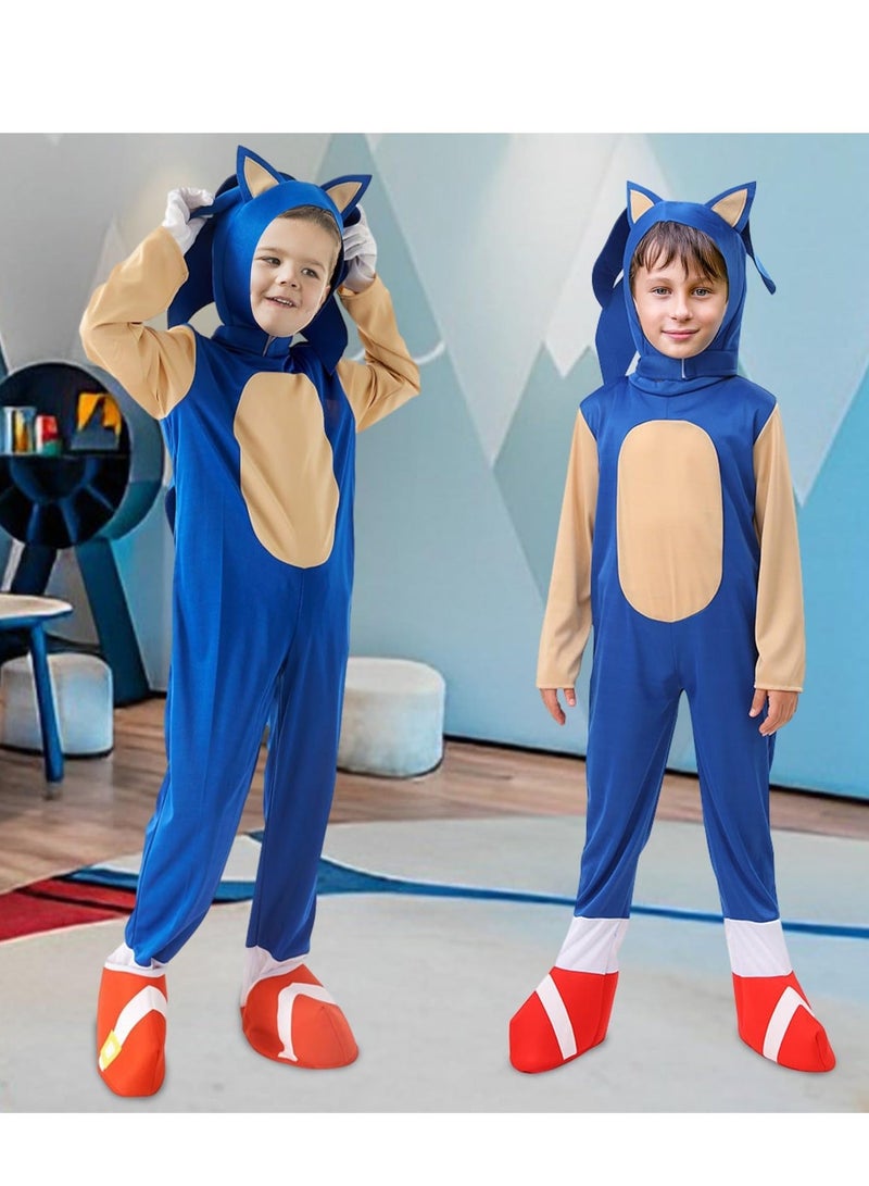 Kids Costume Anime Deluxe Hedgehog Dress Up Suit Onesie Boys Girls Carnival Party Jumpsuit M - Image 5