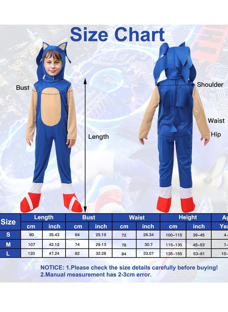 Kids Costume Anime Deluxe Hedgehog Dress Up Suit Onesie Boys Girls Carnival Party Jumpsuit M - Image 3