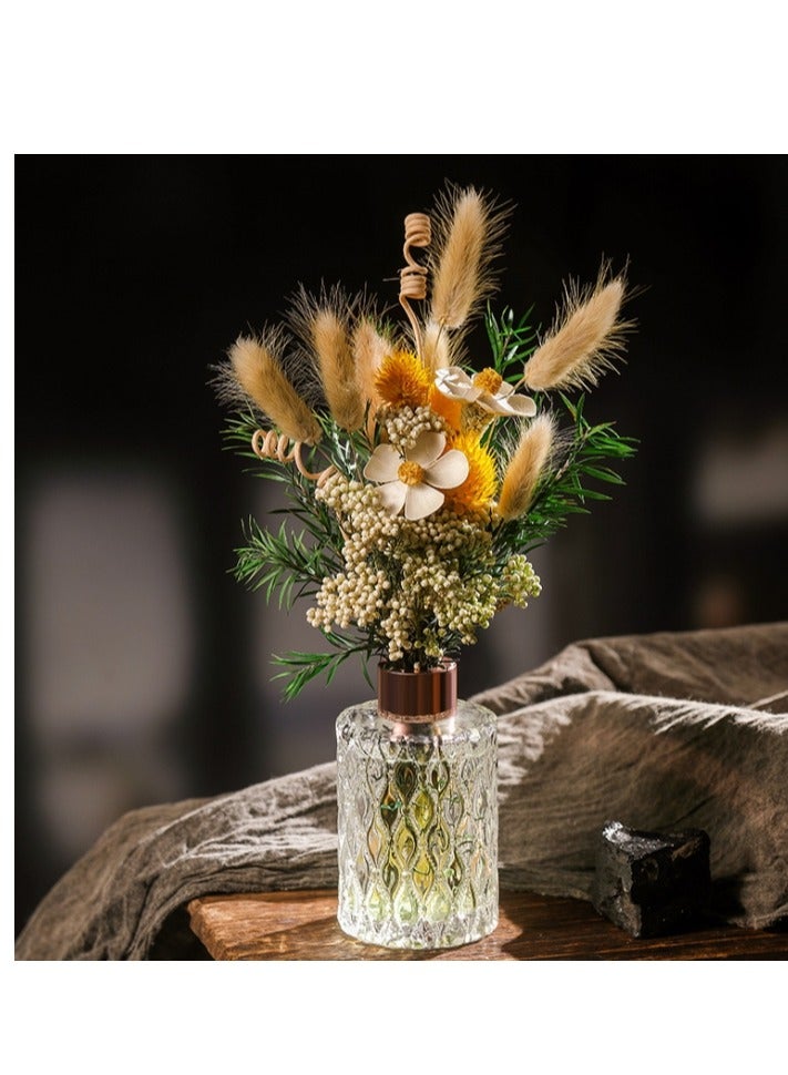 Reed Diffuser With Dried Flower Plant Ebony Sandal Wood Fragrance 150ml Flower Reed Diffuser Long-Lasting Home Fragrance Flower Diffuser For Home Office Bathroom Shelf Decor - Image 1