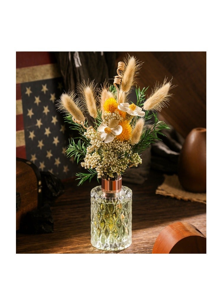 Reed Diffuser With Dried Flower Plant Ebony Sandal Wood Fragrance 150ml Flower Reed Diffuser Long-Lasting Home Fragrance Flower Diffuser For Home Office Bathroom Shelf Decor - Image 2