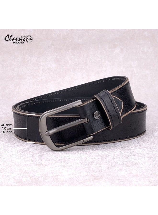 Classic Milano Genuine Leather Belt for Men - Semi-Casual & Party Wear Belt for Jeans, Casual Outfits, and Gifts - Black, Brown & Tan Men’s Belt - Image 5