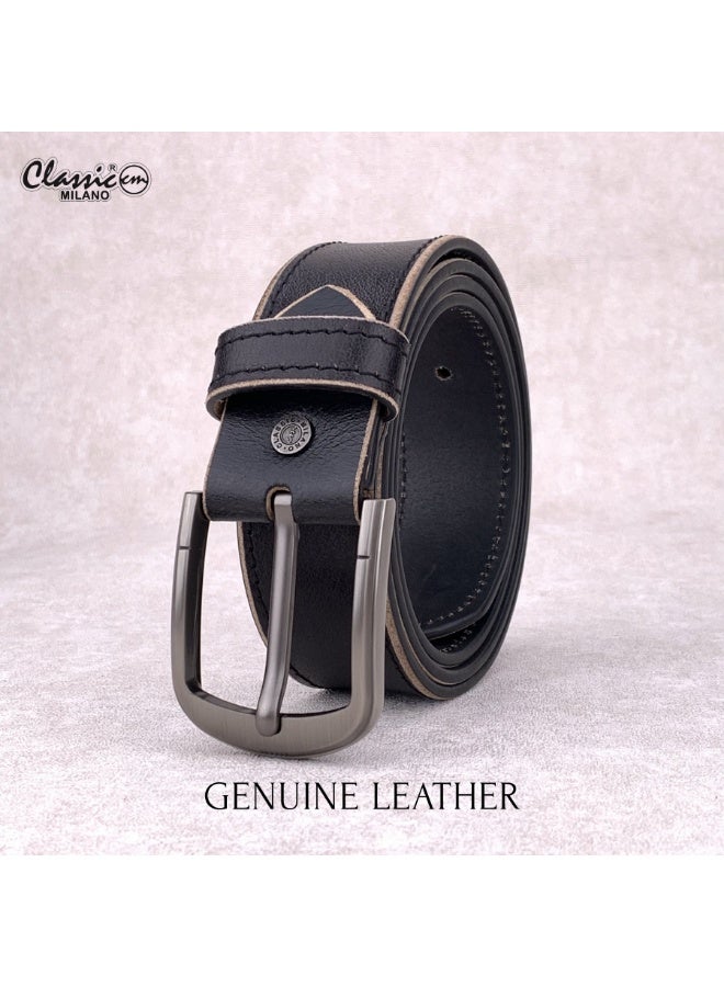Classic Milano Genuine Leather Belt for Men - Semi-Casual & Party Wear Belt for Jeans, Casual Outfits, and Gifts - Black, Brown & Tan Men’s Belt - Image 3
