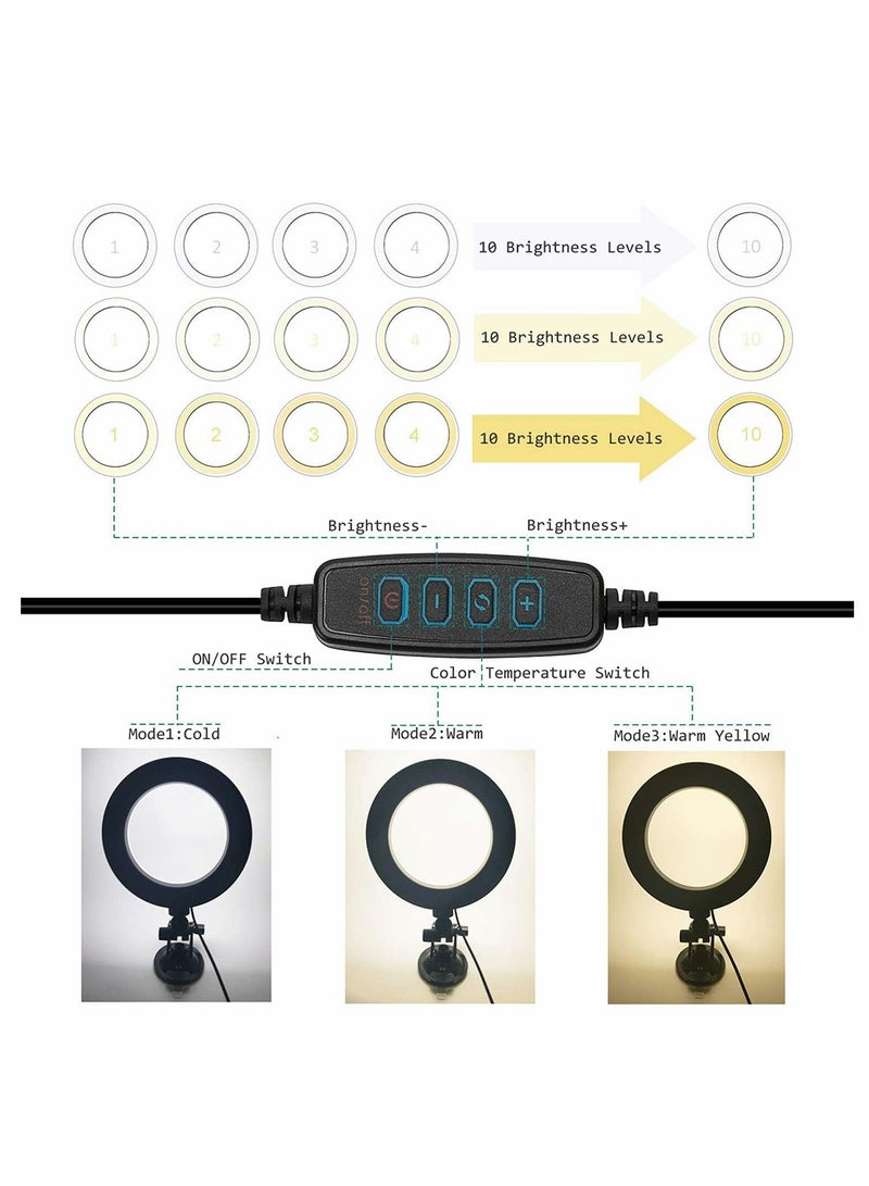 Excefore USB LED Ring Light for Laptop, Computer Monitor, Desk, Wall, and Mirror with Suction Cup - Image 3