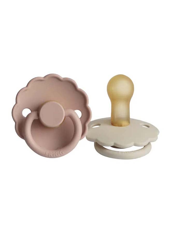 FRIGG Daisy Latex Baby Pacifier 6-18M 2-Pack Blush/Cream - Size 2 - Image 1