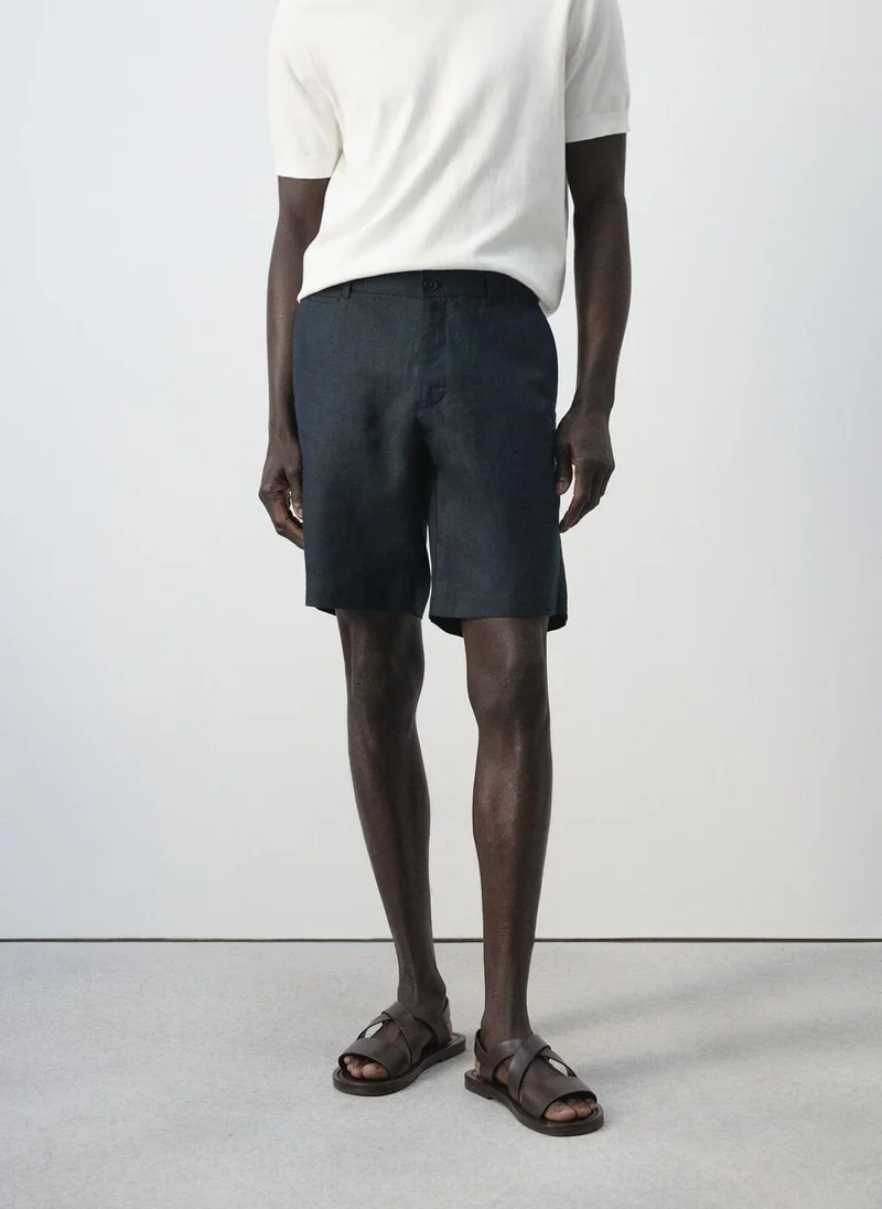 مانجو مان Slim-fit 100% linen bermuda shorts