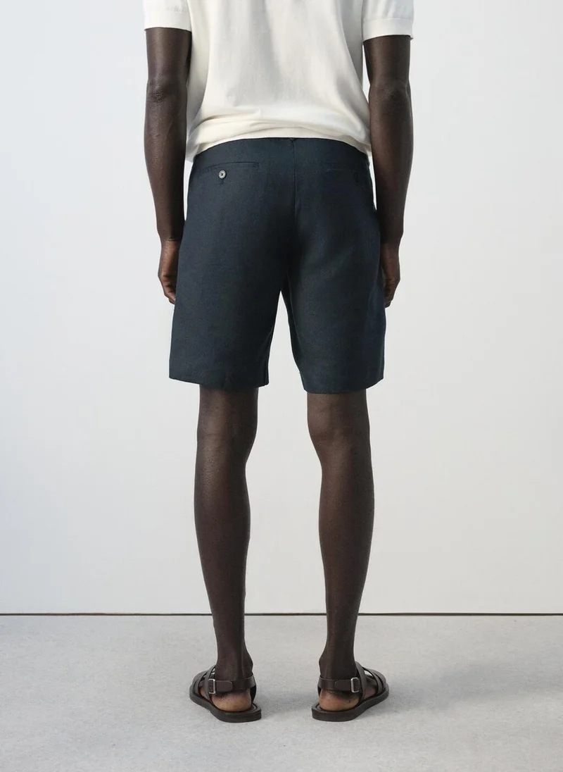 مانجو مان Slim-fit 100% linen bermuda shorts