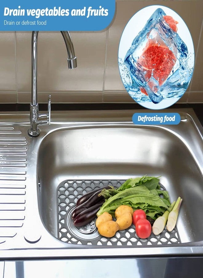 Finphoon Sink Protectors for Kitchen Sink，Kitchen Sink Mats, 2pcs 13.8'' X 11.4'' Sink Mats for Bottom of Kitchen Sink, Heat-Resistant Silicone Sink Protector for Side Drain - Image 4