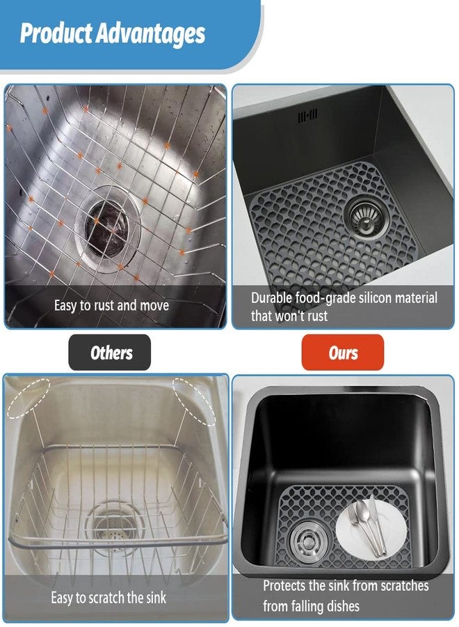 Finphoon Sink Protectors for Kitchen Sink，Kitchen Sink Mats, 2pcs 13.8'' X 11.4'' Sink Mats for Bottom of Kitchen Sink, Heat-Resistant Silicone Sink Protector for Side Drain - Image 3