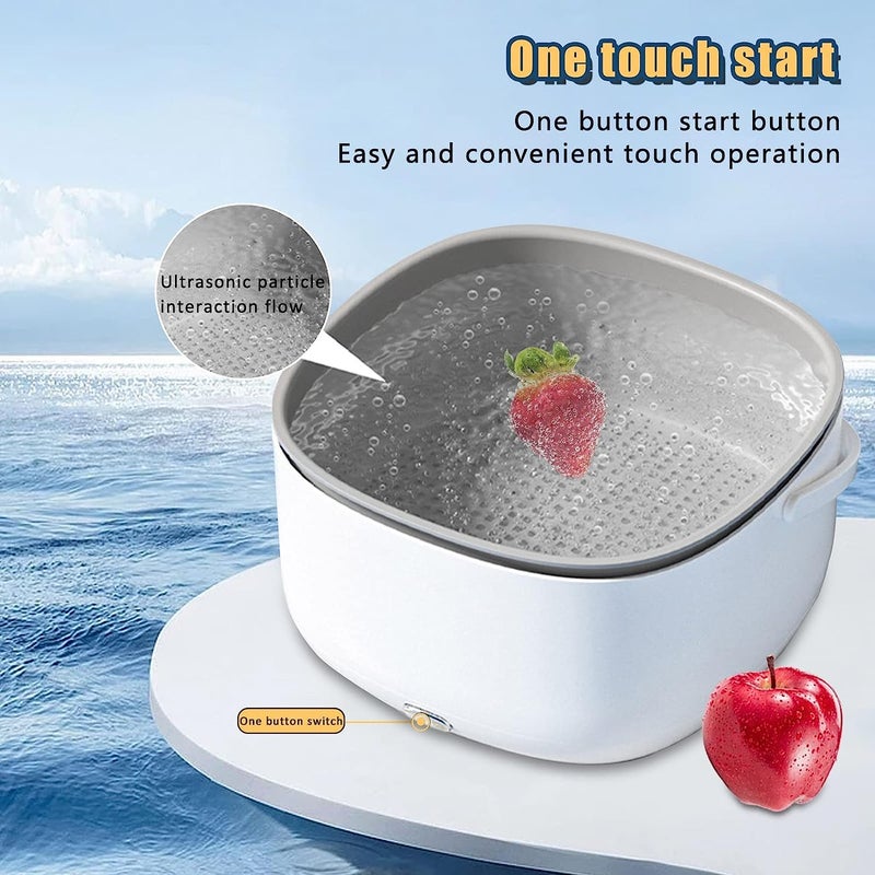 ULTREOS Ultreos Ultrasonic Cleaner Machine for Fruit and Vegetable Mute Food Purifier with Draining Basket Battery Powered  - Image 5