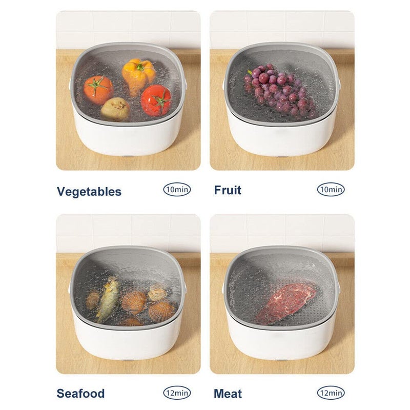 ULTREOS Ultreos Ultrasonic Cleaner Machine for Fruit and Vegetable Mute Food Purifier with Draining Basket Battery Powered  - Image 2