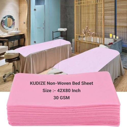 KUDIZE Disposable Non-Woven Bed Sheet (42 x 80 Inch) for Hospital, Hotel, Clinic, Spa, Travelling, Saloon, Saunas, Tattoo and Outing for Man, Woman, Elderly and Baby Care. (Pink, Pack Of-10) - Image 2