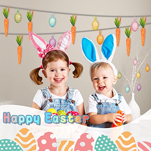 YBB 24 PCS Easter Egg Carrot Ornament, Foam Glittering Hanging Eggs Carrots for Easter Party Supplies Tree Decoration - Image 4