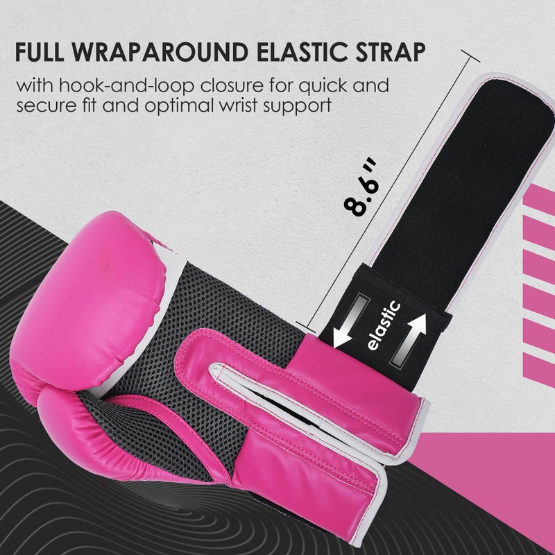 MaxxMMA Pro Style Boxing Gloves for Men & Women, Training Heavy Bag Workout Mitts Muay Thai Sparring Kickboxing Punching Bagwork Fight Gloves (Pink, 10 oz.) - Image 4