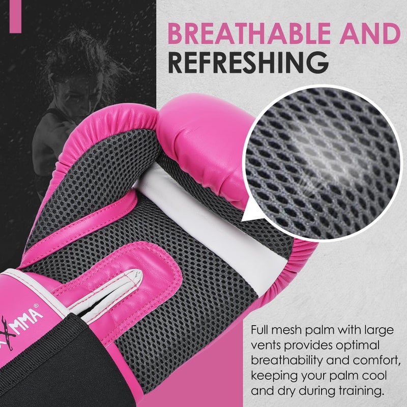 MaxxMMA Pro Style Boxing Gloves for Men & Women, Training Heavy Bag Workout Mitts Muay Thai Sparring Kickboxing Punching Bagwork Fight Gloves (Pink, 10 oz.) - Image 5