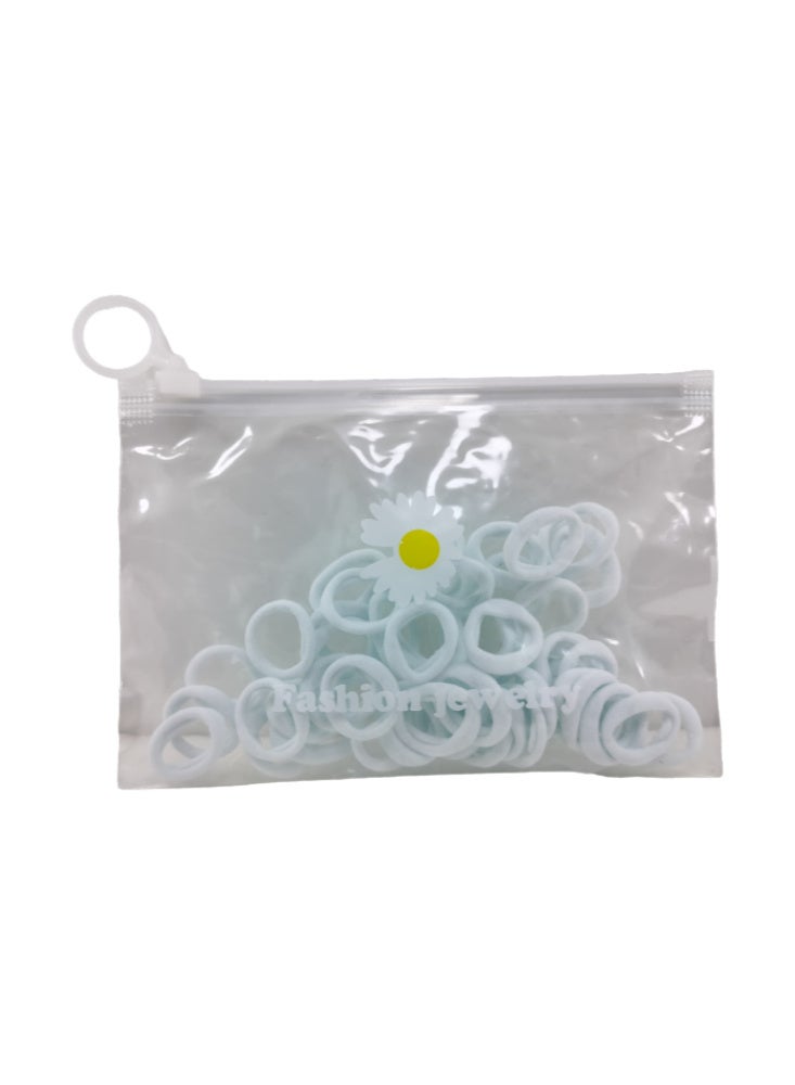 Mini White Rubber Hair Bands (Elastics) for Girls' Ponytails and Braids - Image 2