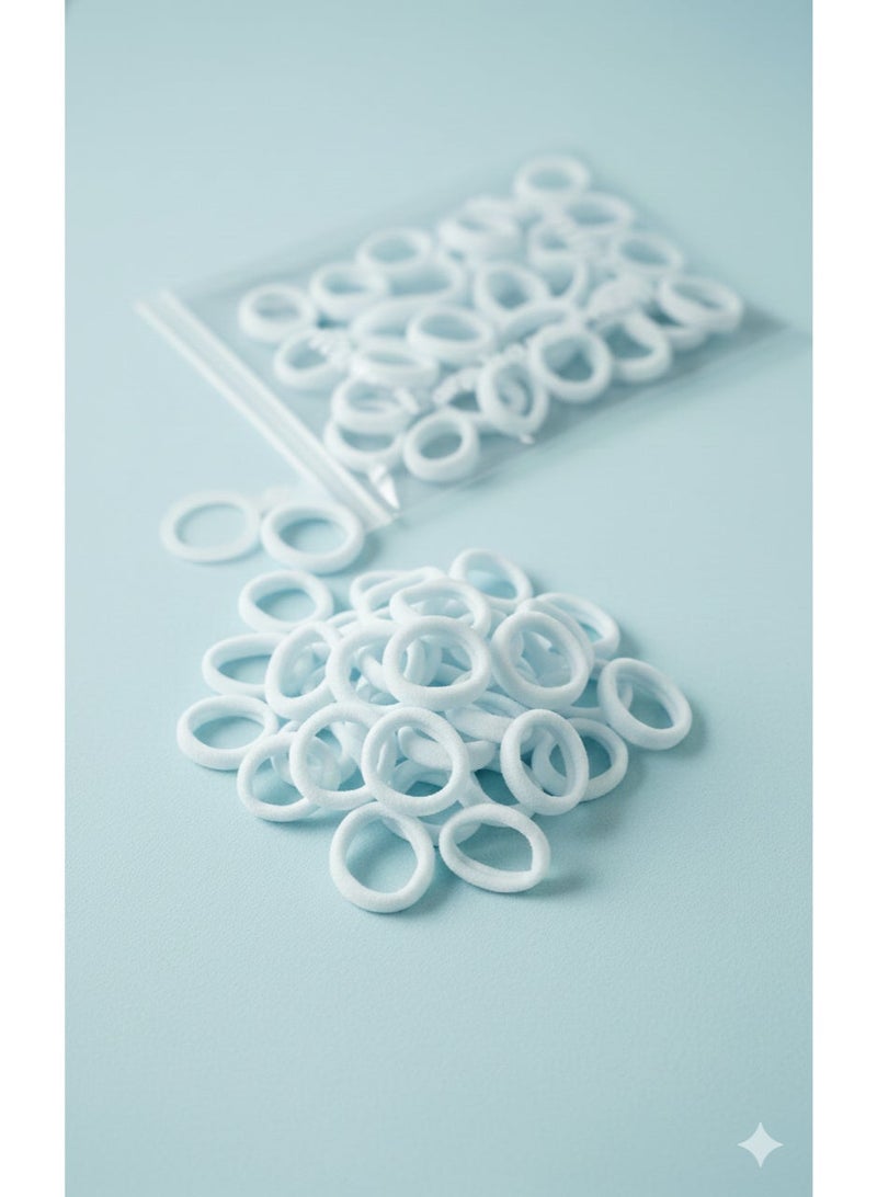 Mini White Rubber Hair Bands (Elastics) for Girls' Ponytails and Braids - Image 1