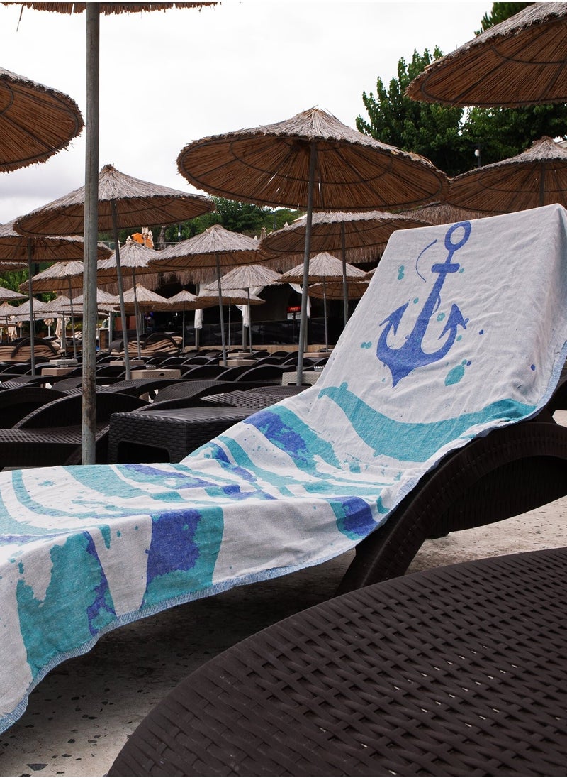 Anemoss - ANEMOSS Wave Patterned Turkish Peshtemal, 100% Cotton, Free of Microfiber, Synthetic and Polyester, Soft, Quick Dry, Versatile Beach, Pool and Bath Peshtemal, for Kids and Adults, 39x70 in, 100x180 cm - Image 1