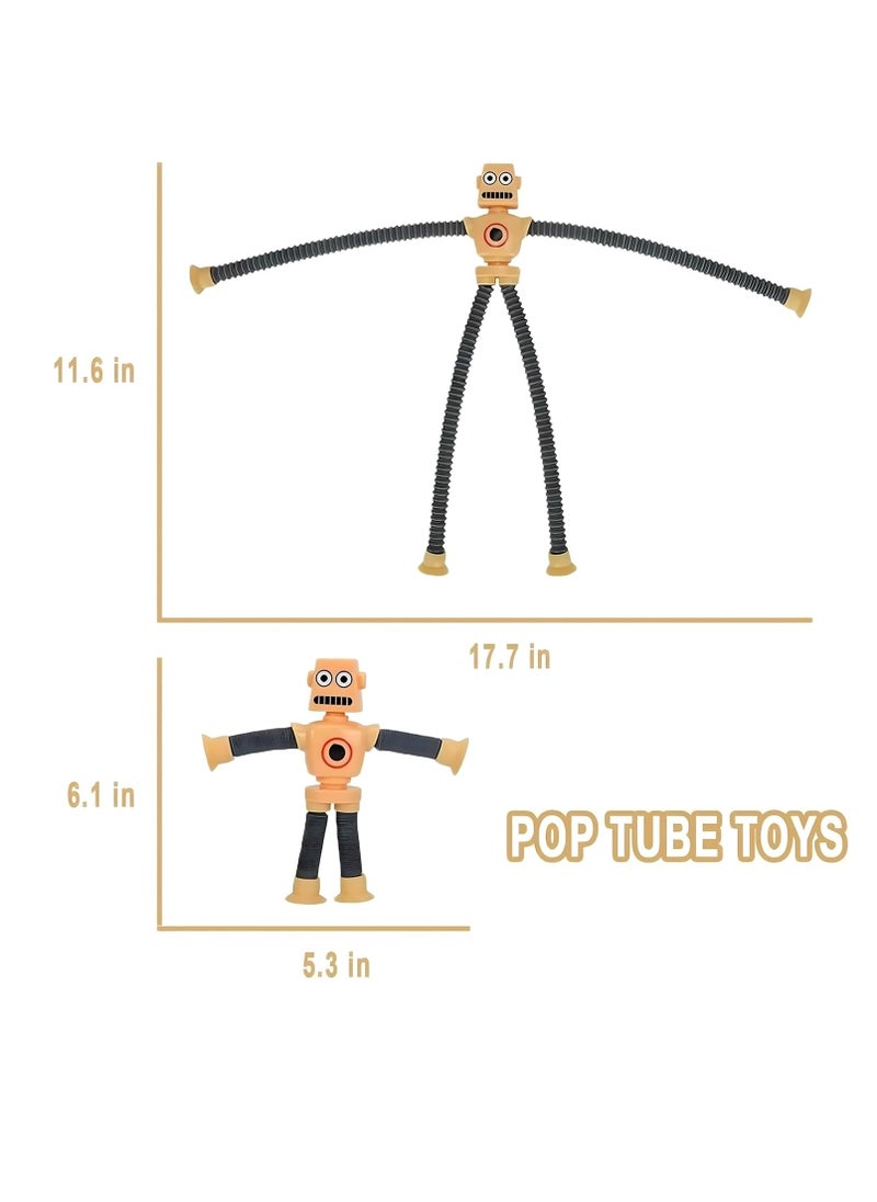 MAGIC VAULT - Pop Tubes | 4Pcs LED Telescopic suction cup Robot | Fidget Pop Tubes | Shape Changing Robot Toys | Skills & Creative Learning, Autism Sensory for Autistic Children, Party Favors Boy Girl Gifts - Image 1