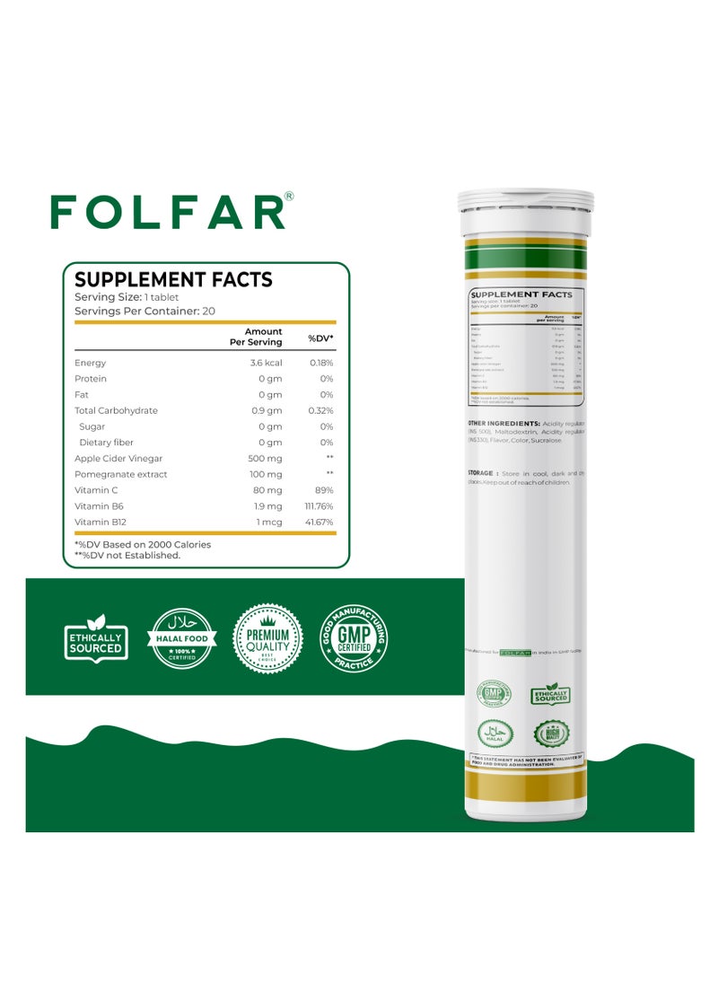 Folfar Apple Cider Vinegar Effervescent Tablets with Vitamin B12- Pack of 4 Tablets  - Image 2
