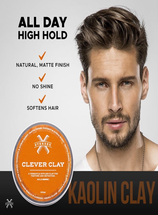 Steezee Clever Clay - Natural Finish Styling Hair Clay for Men - All Hair Types - Reworkable All Day Hold- Cruelty Free- Paraben & Sulphate Free, 3.4 oz - Image 2