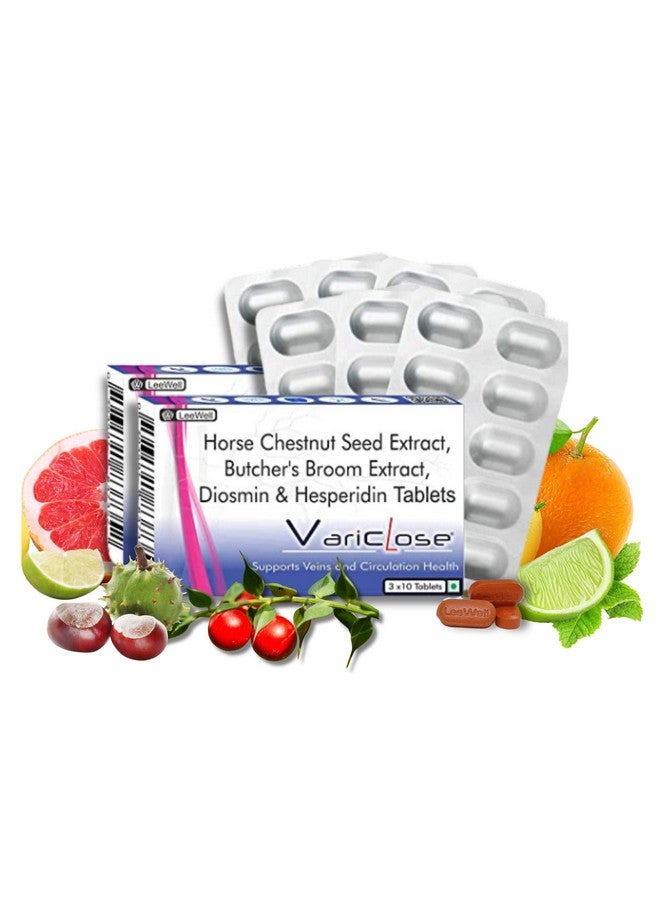 فاركلوز لدعم دوالي الأوردة، دوالي العنكبوت | تدفق الدورة الدموية للأرجل المضطربة، التقلصات، الأوردة المتعرجة، المتضخمة، ذات اللون غير الطبيعي | ديومين، هيسبيريدين، مستخلص كستناء الحصان (أيسين)، مستخلص عشب الجزار (روسوجينين) - 60 قرص - Image 1