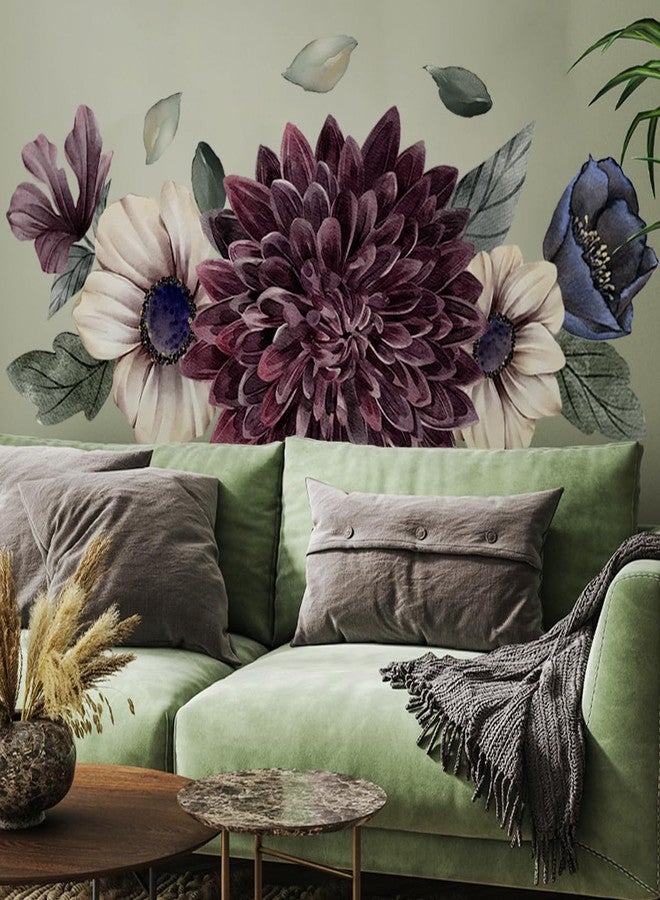 Runtoo Large Flower Wall Art Decals 3D Boho Fabric Floral Wall Stickers for Girls Bedroom Living Room Office Home Backdrop Decor - Image 1
