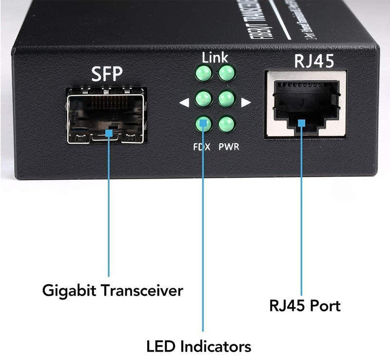 Hanutech Gigabit SFP to Ethernet RJ45 Media Converter | Fast Ethernet to Fiber Converter With 1.25G DDM 850nm 500M Multimode Dual Fiber SFP Transceiver,2LC Connectors (Tx,Rx) - Image 3