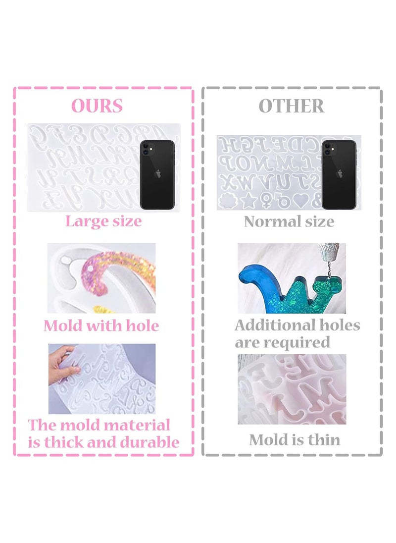 SYOSI - Large Alphabet Mold for Resin, Reversed Resin Keychain Letter Molds with Hole, Alphabet Molds for Resin with 30 Jump Rings, 30 Key Rings, Resin Silicone Mold for for Keychain Making - Image 1