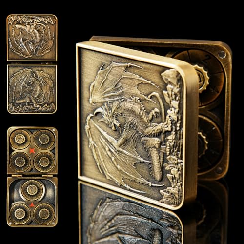 FTNNGIME 7 in 1 Metal DND Dice Set Spinner dice subitable for Dungeons Dragons in Magnetic Iron BoxGold - Image 1