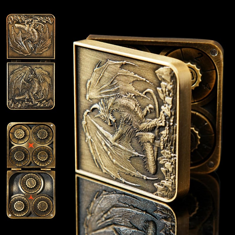 FTNNGIME 7 in 1 Metal DND Dice Set Spinner dice subitable for Dungeons Dragons in Magnetic Iron BoxGold - Image 2