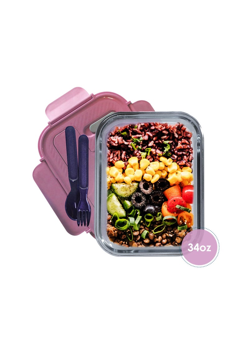 AIWANTO Glass Lunch Box Food Storage Containers with Lid Bento Microwave Oven Freezer Dishwasher Safe Snack Container (1-Grid) - Image 5