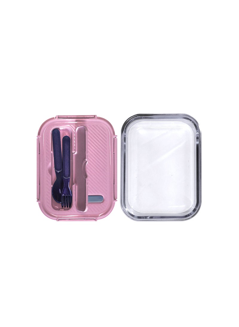 AIWANTO Glass Lunch Box Food Storage Containers with Lid Bento Microwave Oven Freezer Dishwasher Safe Snack Container (1-Grid) - Image 2