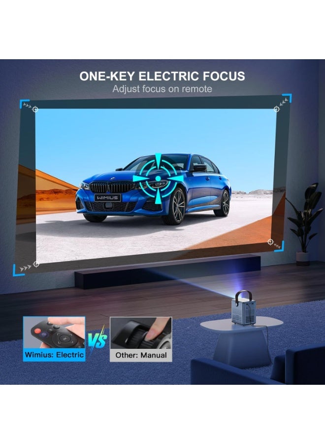 WiMiUS [Electric Focus] Mini Projector with 5GWiFi and Bluetooth, 1080P Outdoor Projector, Portable Movie Projector, 300" Screen, Compatible with iOS/Android/TV Stick/HDMI/PS5 - Image 3
