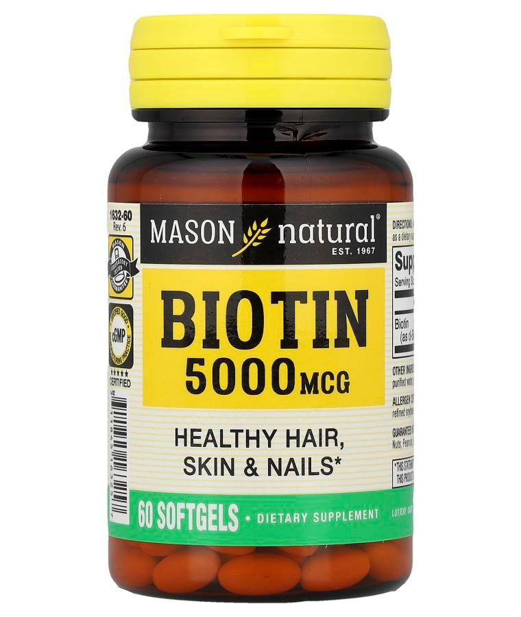 Mason Natural Biotin 5000 mcg 60 Softgels