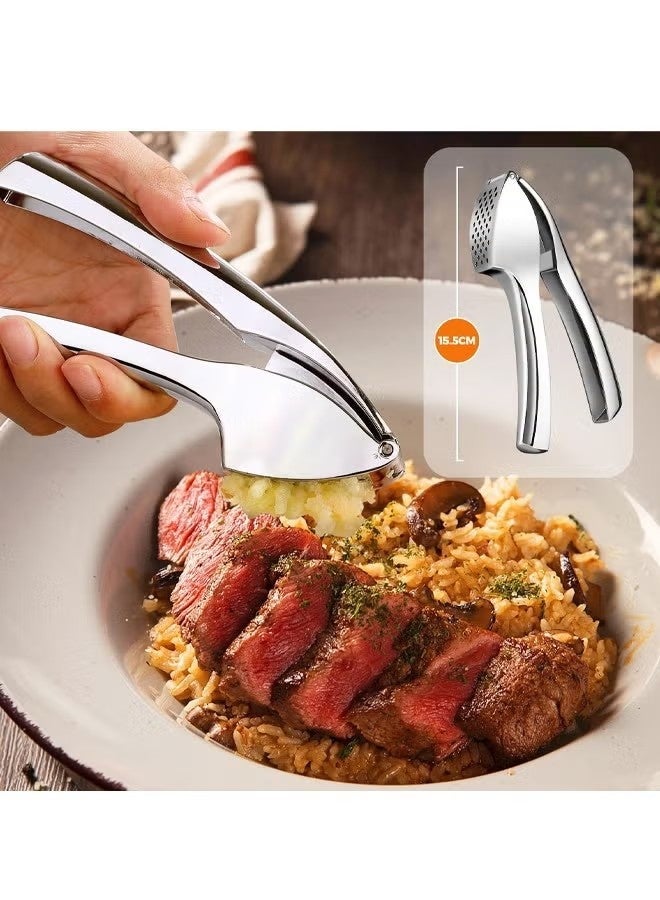 Premium Garlic Press, Heavy Duty Garlic Crusher and Mincer, Crush Garlic and Ginger Effortlessly, No Need to Peel, Rust Proof, Easy to Clean, Dishwasher Safe, Silver - Image 5