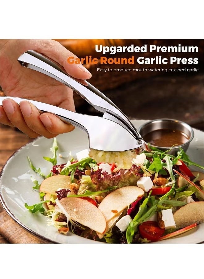 Premium Garlic Press, Heavy Duty Garlic Crusher and Mincer, Crush Garlic and Ginger Effortlessly, No Need to Peel, Rust Proof, Easy to Clean, Dishwasher Safe, Silver - Image 3
