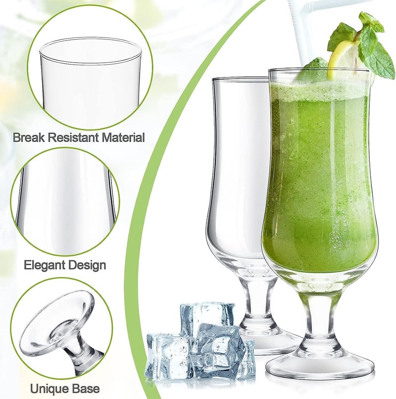 HAPPY BORN HAPPY BORN Large Hurricane Glass Set of 2 Pcs 460 Ml MilkshakeTall Cocktail Glasses Mojito Margarita Sangria Pina Colada Glasses Stemmed Big Coupe Glassware Clear  - Image 5