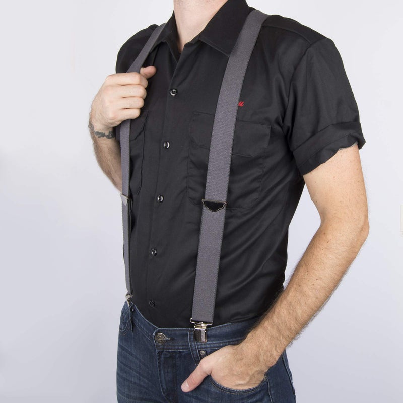 Dickies Men's 1-1/4 Solid Straight Clip Suspender, Charcoal, One Size - Image 3