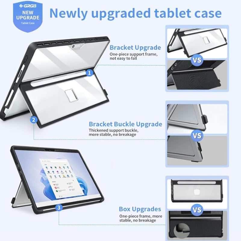 Tablet Case, Multi Angle Stand Protective Cover with Built in Pen Holder Shockproof Rugged Case for 8 to 13 Inch Tablets (Matte White) - Image 2