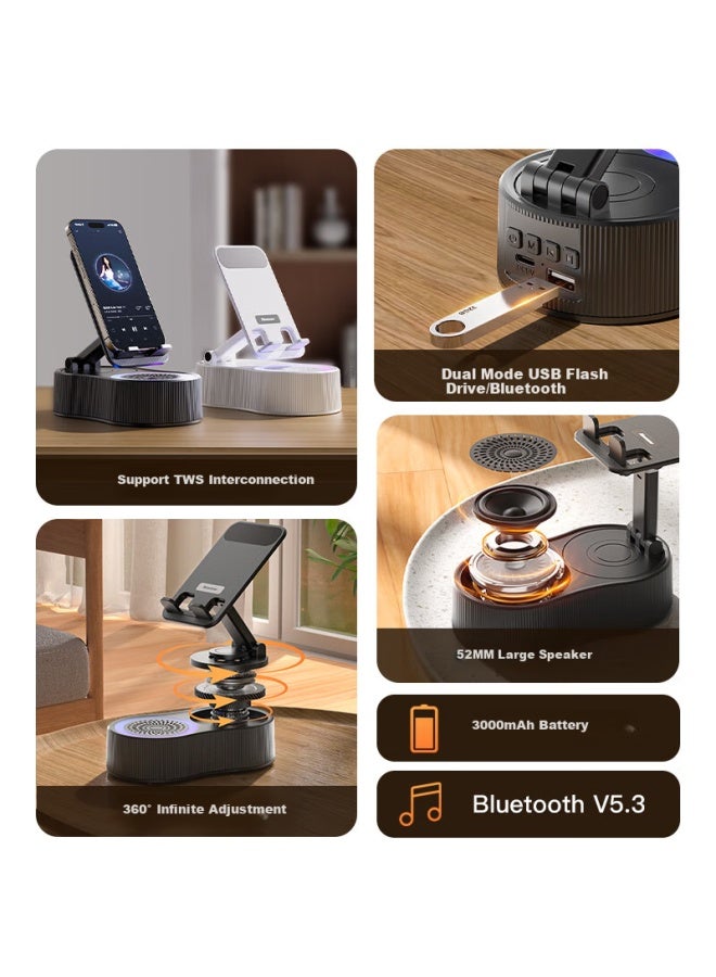 Newmine Degree Rotating Folding Desktop Tablet Lazy Man Portable Speaker Bluetooth Speaker Mobile Phone Stand White - Image 1
