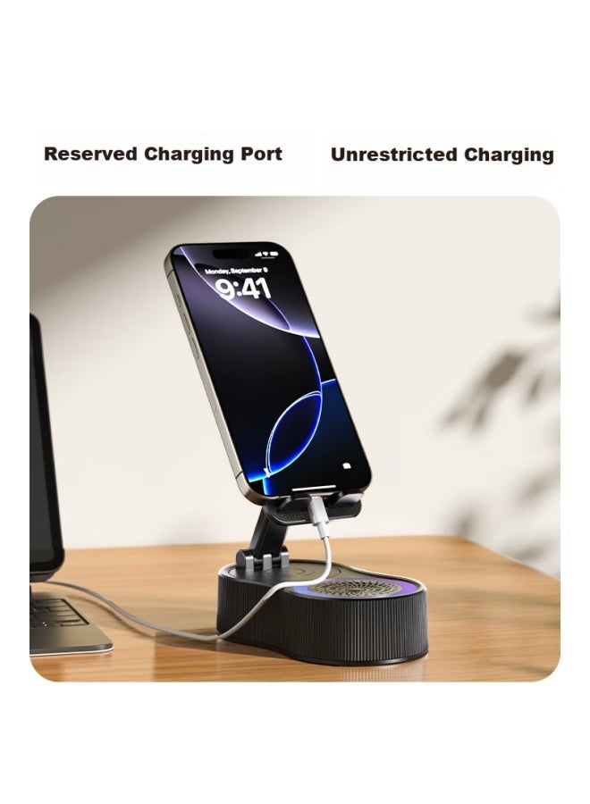 Newmine Degree Rotating Folding Desktop Tablet Lazy Man Portable Speaker Bluetooth Speaker Mobile Phone Stand White - Image 3