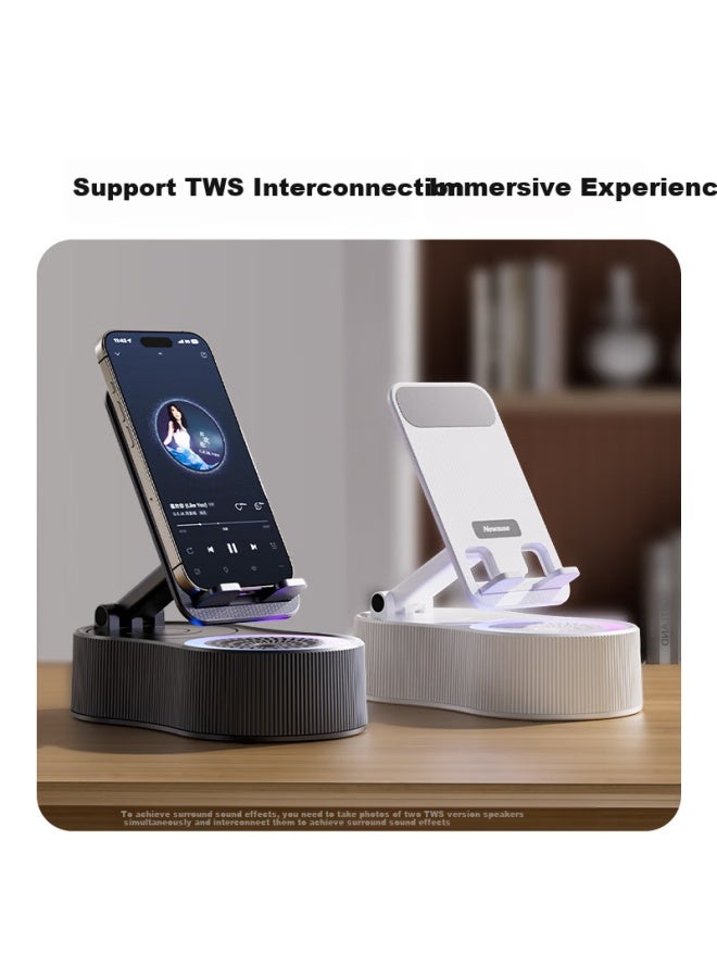 Newmine Degree Rotating Folding Desktop Tablet Lazy Man Portable Speaker Bluetooth Speaker Mobile Phone Stand White - Image 4