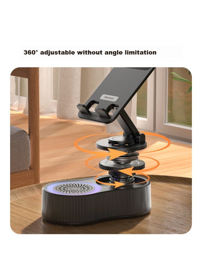 Newmine Degree Rotating Folding Desktop Tablet Lazy Man Portable Speaker Bluetooth Speaker Mobile Phone Stand White - Image 2